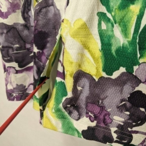 Adrianna Papell Dress 6 Medium Purple Floral Dress Sleeveless Ruched Sheath Text - Picture 7 of 9